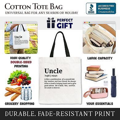 Uncle Definition Canvas Tote Bag, Funny Family Gift Shopper