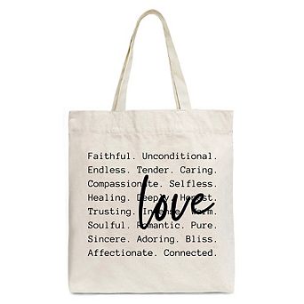 Love Definition Words Canvas Tote Bag, Minimalist Valentine Inspirational Love Gift Shopper