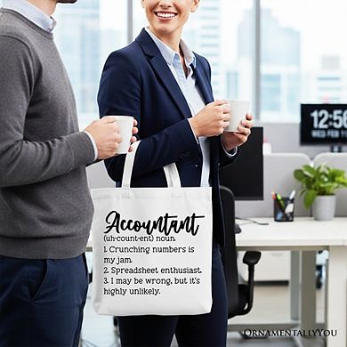 Accountant Definition Canvas Tote Bag, Finance Office Employee Gift Shopper