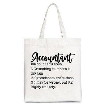 Accountant Definition Canvas Tote Bag, Finance Office Employee Gift Shopper