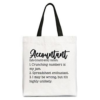 Accountant Definition Canvas Tote Bag, Finance Office Employee Gift Shopper