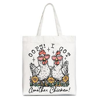 Oops I Got Another Chicken Canvas Tote Bag, Funny Farm Animal Gift Shopper