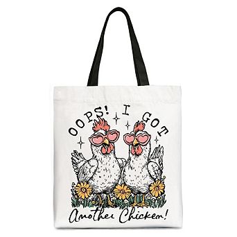 Oops I Got Another Chicken Canvas Tote Bag, Funny Farm Animal Gift Shopper