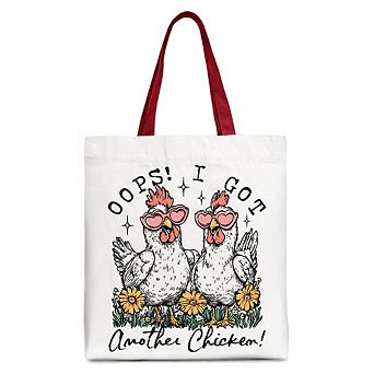 Oops I Got Another Chicken Canvas Tote Bag, Funny Farm Animal Gift Shopper