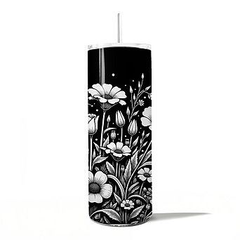 Elegant Wildflower Meadow 20oz Tumbler With Stainless Steel Straw, Minimalist Floral Gift Cup
