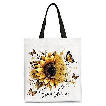 Sunflower Inspirational Quote Tote Bag, When You Can’t Find the Sunshine Be the Sunshine