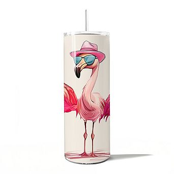 Stylish Summer Flamingo 20oz Tumbler With Lid and Stainless Steel Straw