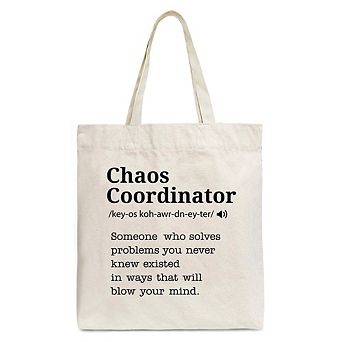 Chaos Coordinator Definition Canvas Tote Bag, Funny Gift Shopper for Busy Moms