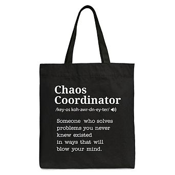 Chaos Coordinator Definition Canvas Tote Bag, Funny Gift Shopper for Busy Moms