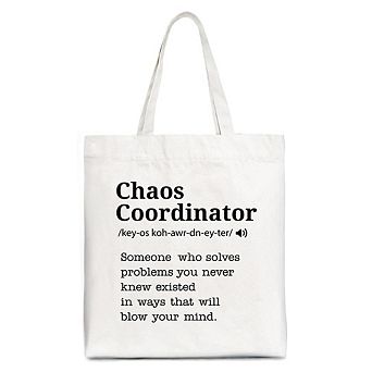 Chaos Coordinator Definition Canvas Tote Bag, Funny Gift Shopper for Busy Moms
