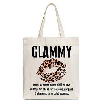 Glammy Leopard Lips Canvas Tote Bag, Coquette Gift Shopper for Stylish and Glamorous Grandmas