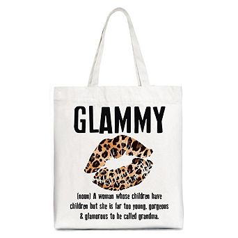 Glammy Leopard Lips Canvas Tote Bag, Coquette Gift Shopper for Stylish and Glamorous Grandmas