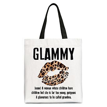 Glammy Leopard Lips Canvas Tote Bag, Coquette Gift Shopper for Stylish and Glamorous Grandmas