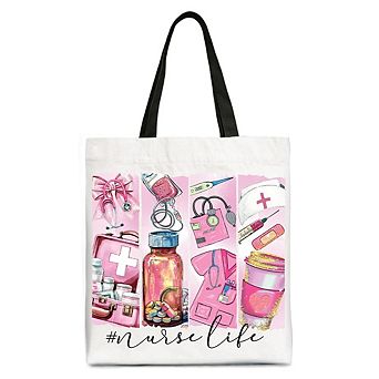 Nurse Life Canvas Tote Bag, Medical Essentials Gift Bag for Coquette Nurses