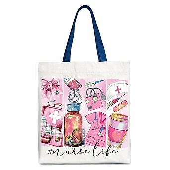 Nurse Life Canvas Tote Bag, Medical Essentials Gift Bag for Coquette Nurses