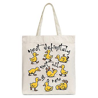 Funny Ducks Not All in a Row Sarcastic Canvas Tote Bag, Mental Health Motivational Gift Shopper