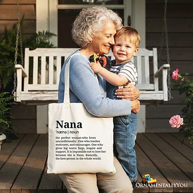 Nana Definition Canvas Tote Bag, Funny Grandmother Gift Shopper