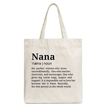 Nana Definition Canvas Tote Bag, Funny Grandmother Gift Shopper