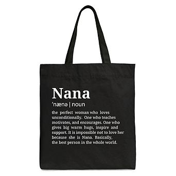 Nana Definition Canvas Tote Bag, Funny Grandmother Gift Shopper