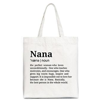 Nana Definition Canvas Tote Bag, Funny Grandmother Gift Shopper