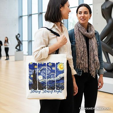 Vincent Van Gogh The Starry Night Canvas Tote Bag, Famous Painting Gift Shopper