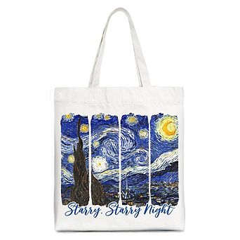 Vincent Van Gogh The Starry Night Canvas Tote Bag, Famous Painting Gift Shopper