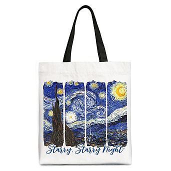 Vincent Van Gogh The Starry Night Canvas Tote Bag, Famous Painting Gift Shopper