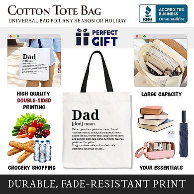 Dad Definition Canvas Tote Bag, Funny Fathers Day Gift Shopper