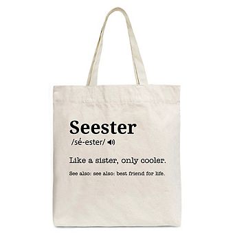 Seester Definition Canvas Tote Bag, Funny Gift Shopper for Cool and Close Sisters