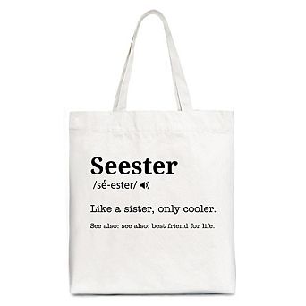 Seester Definition Canvas Tote Bag, Funny Gift Shopper for Cool and Close Sisters