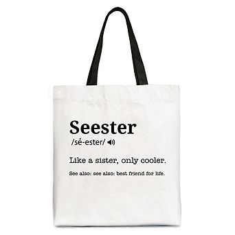 Seester Definition Canvas Tote Bag, Funny Gift Shopper for Cool and Close Sisters