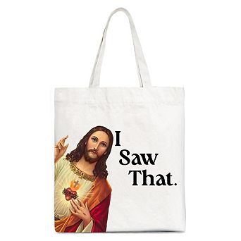 Jesus I Saw That Canvas Tote Bag, Whimsical Christians Gift Shopper