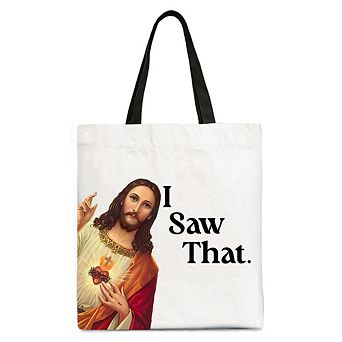 Jesus I Saw That Canvas Tote Bag, Whimsical Christians Gift Shopper