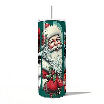 Vintage Tree, Reindeer, Santa and Snowman 20oz Tumbler With Lid and Stainless Steel Straw