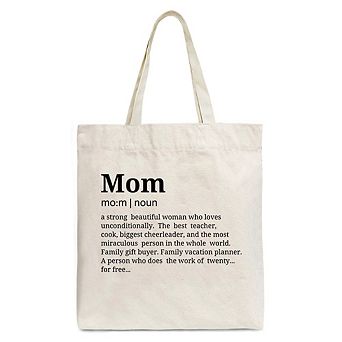 Mom Definition Canvas Tote Bag, Funny Mothers Day Gift Shopper