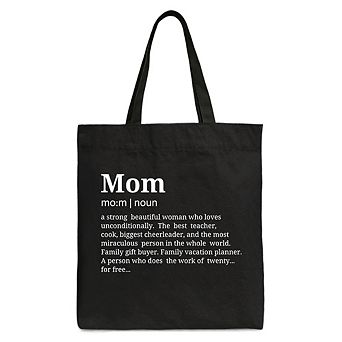 Mom Definition Canvas Tote Bag, Funny Mothers Day Gift Shopper