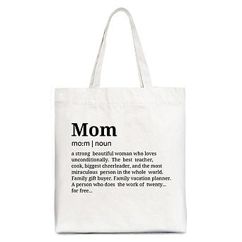 Mom Definition Canvas Tote Bag, Funny Mothers Day Gift Shopper