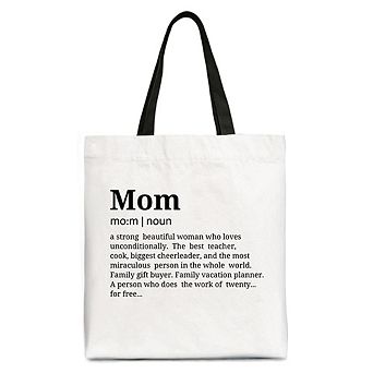 Mom Definition Canvas Tote Bag, Funny Mothers Day Gift Shopper