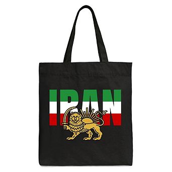 Iran Lion and Sun Flag Canvas Tote Bag, Persian Shir-o-Khorshid Heritage Pride Gift Shopper