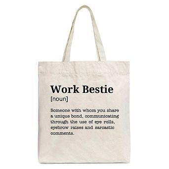 Work Bestie Definition Canvas Tote Bag, Funny Gift Shopper for Office Best Friends