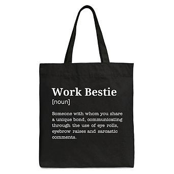 Work Bestie Definition Canvas Tote Bag, Funny Gift Shopper for Office Best Friends