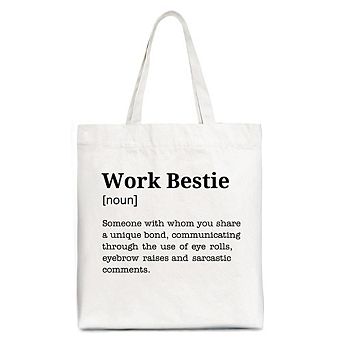 Work Bestie Definition Canvas Tote Bag, Funny Gift Shopper for Office Best Friends