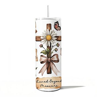 Boho Christian Cross 20oz Tumbler With Stainless Steel Straw