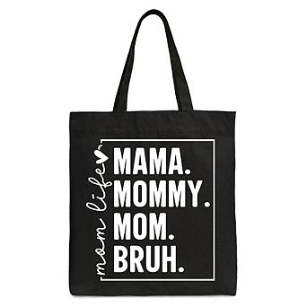 Funny Mom's Life Canvas Tote Bag, Minimalist Mama Gift Shopper for Stylish Mothers