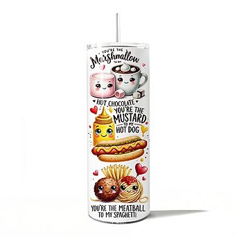 Valentine Food Pun Soulmates 20oz Tumbler With Stainless Steel Straw, Romantic Gift