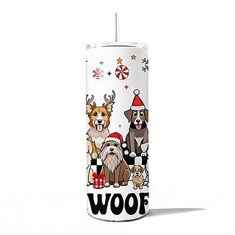 Funny Merry Woofmas 20oz Tumbler With Lid and Stainless Steel Straw