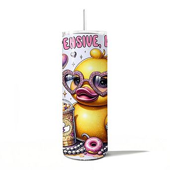 Sassy Rubber Duck 20oz Tumbler With Lid and Stainless Steel Straw, Purple Glam Girl Gift Cup