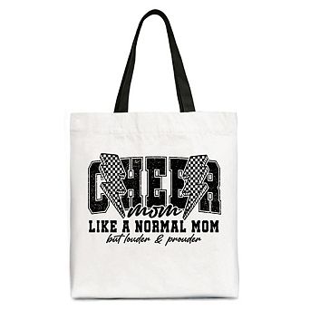 Cheer Mom Lightning Canvas Tote Bag, Cheerleader Retro Gift Shopper for Proud Sports Mothers