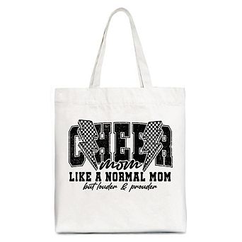 Cheer Mom Lightning Canvas Tote Bag, Cheerleader Retro Gift Shopper for Proud Sports Mothers
