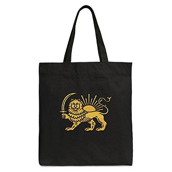 Iran Lion and Sun Emblem Canvas Tote Bag, Persian Heritage Pride Gift Shopper
